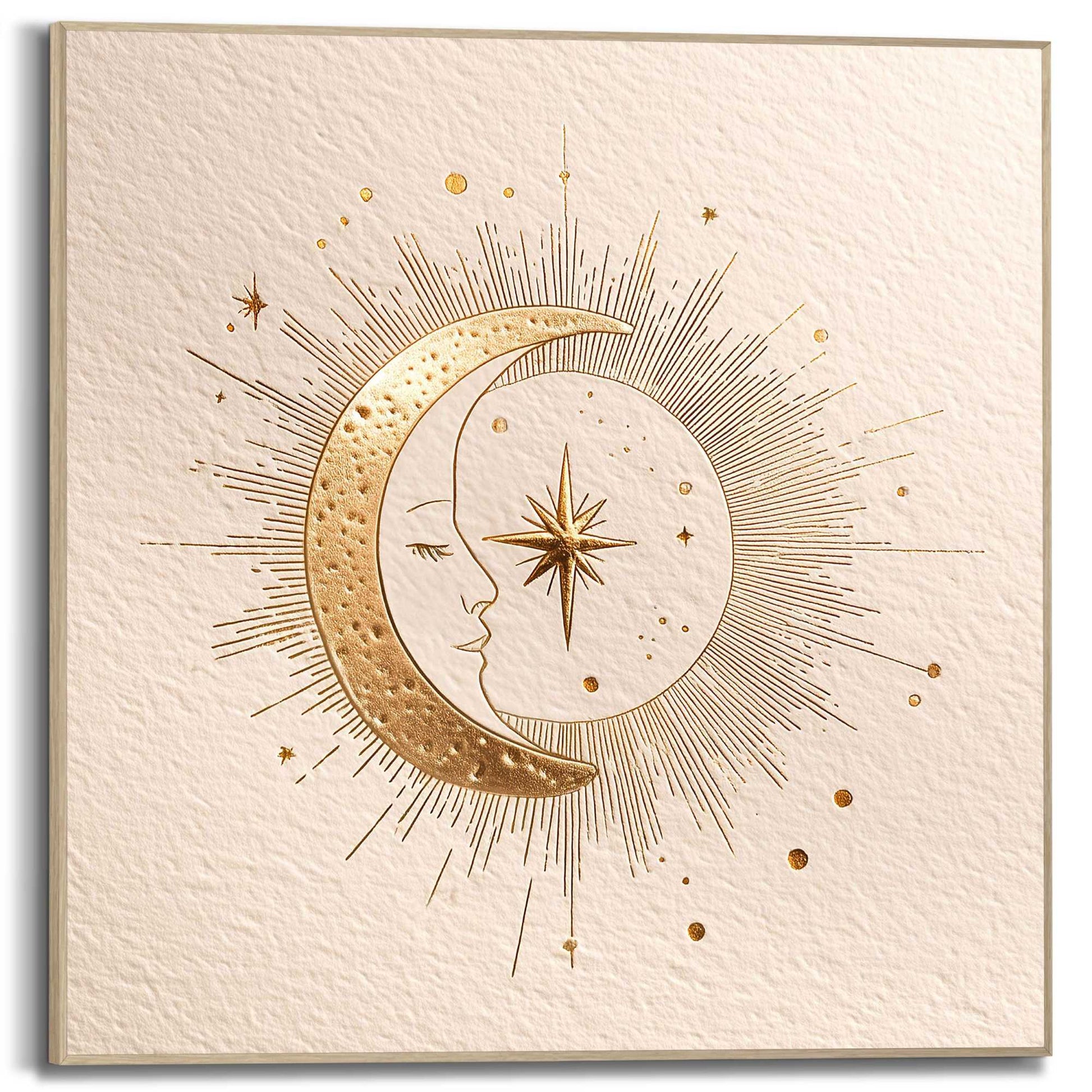 Framed Poster Golden Sun and Moon 50x50