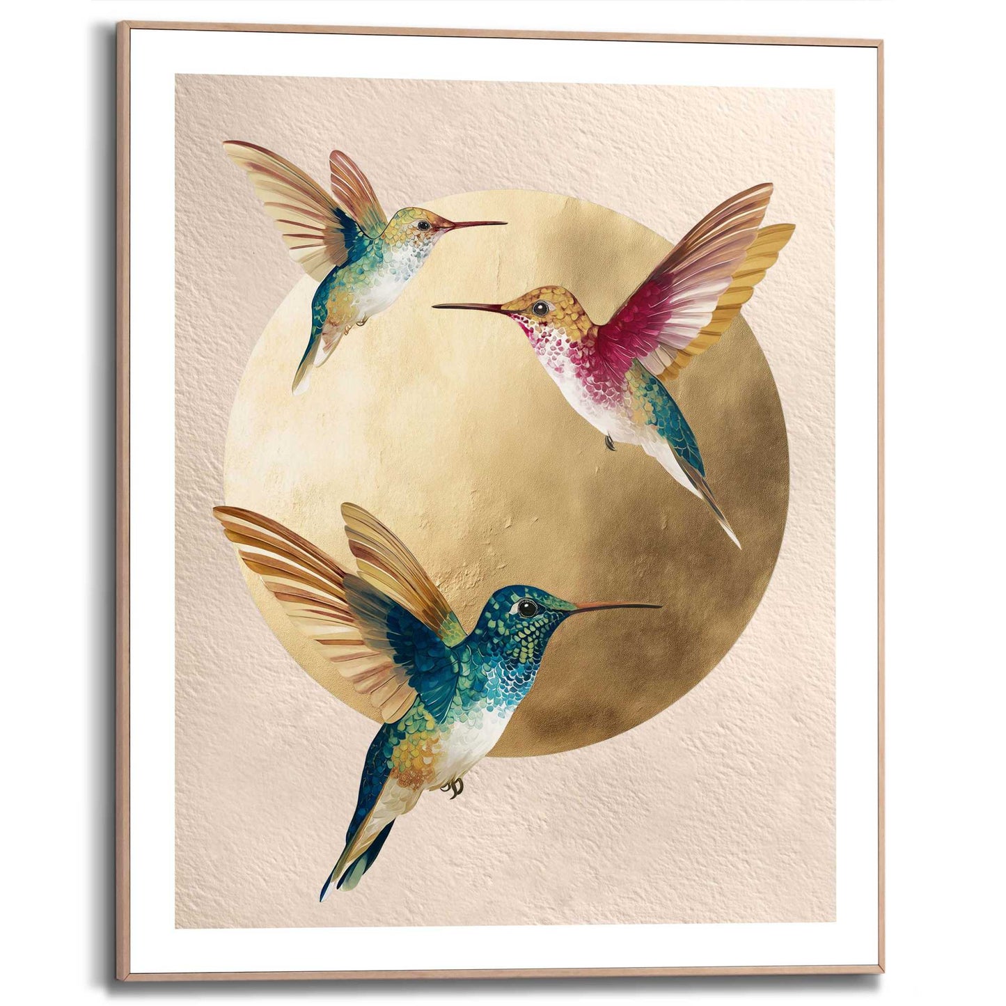 Framed Poster Trio Hummingbirds 50x40