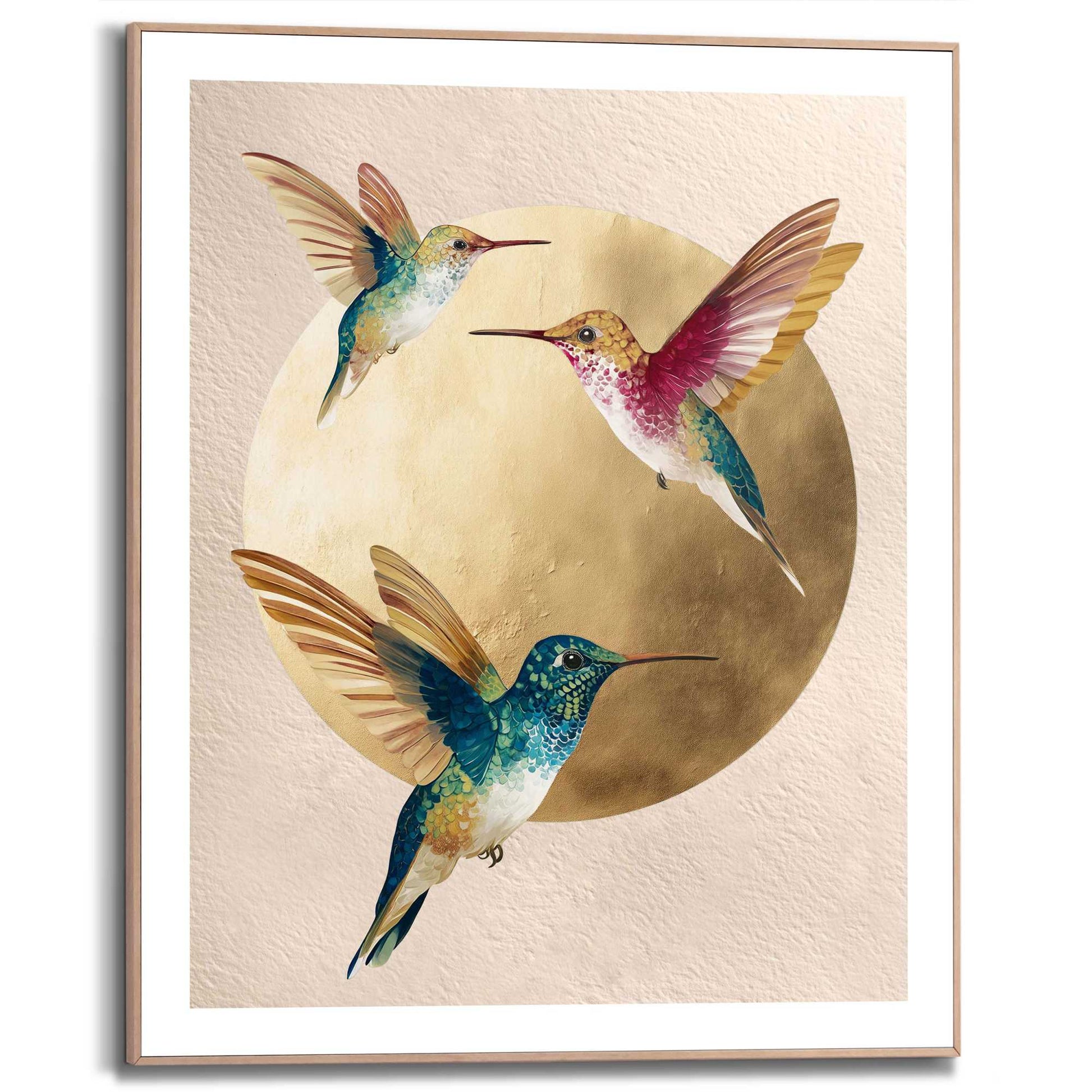 Framed Poster Trio Hummingbirds 50x40