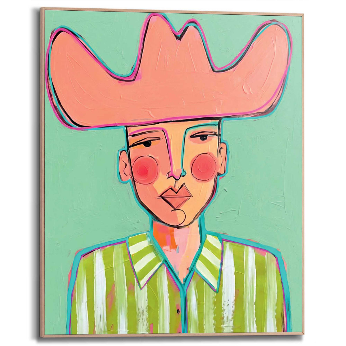 Framed Poster Salmon Green Cowboy 50x40