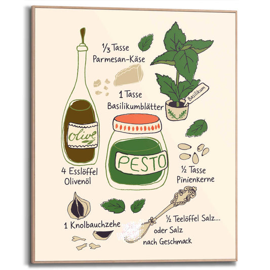 Framed Poster Pesto Rezept 50x40