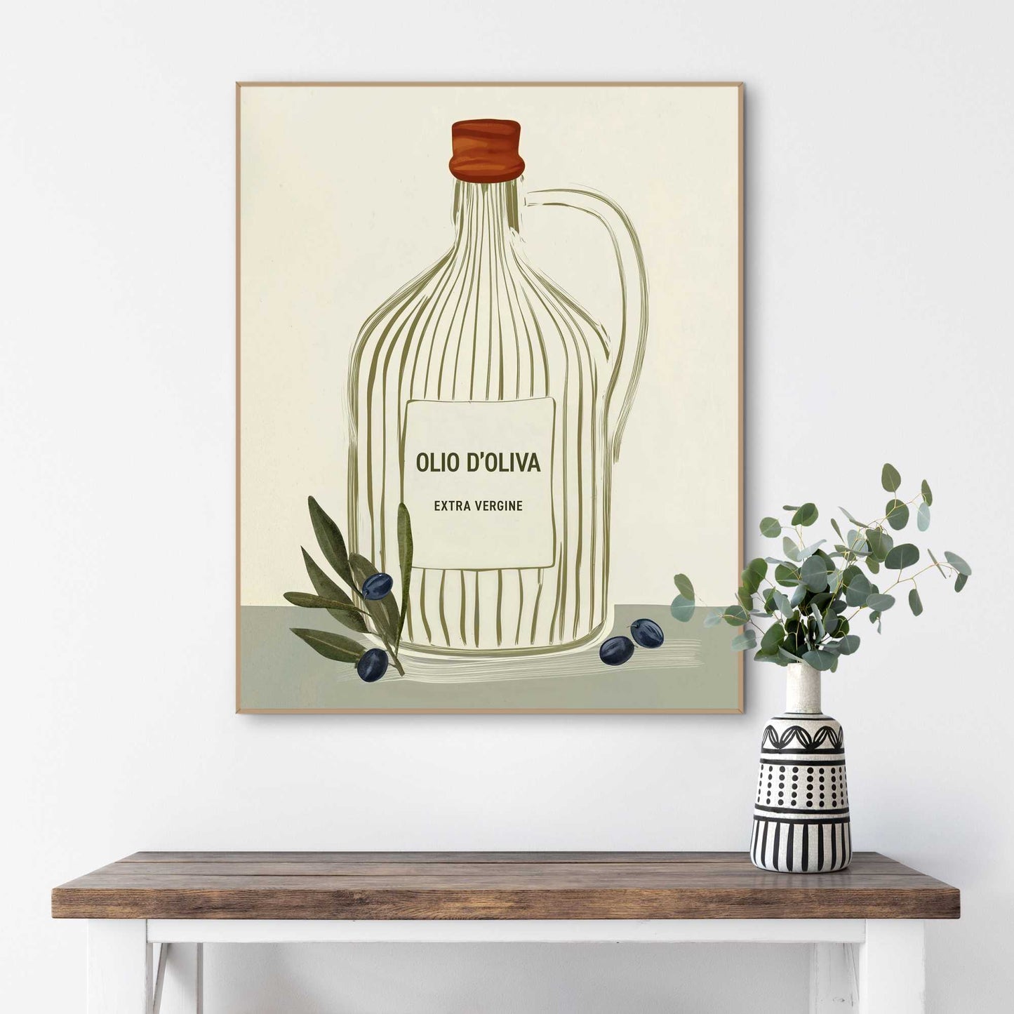Framed Poster Olive Bottle 50x40