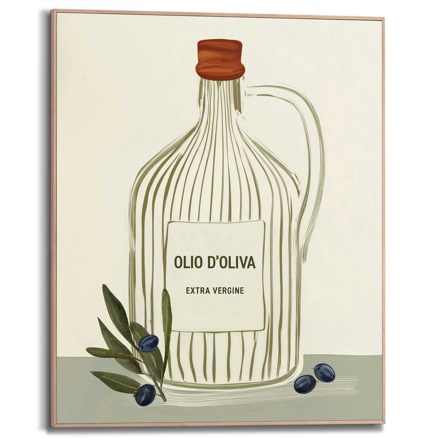 Framed Poster Olive Bottle 50x40
