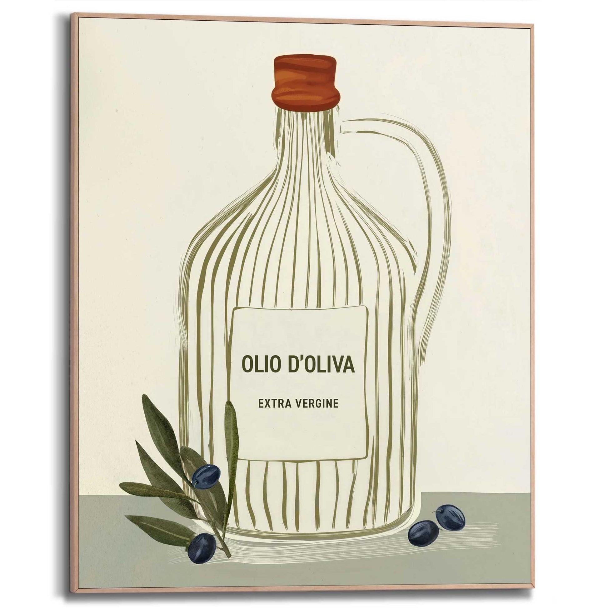 Framed Poster Olive Bottle 50x40