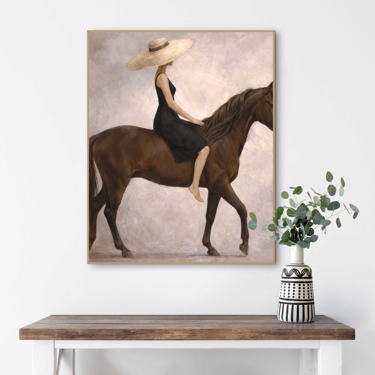 Framed Poster Elegant Horse Lady 50x40