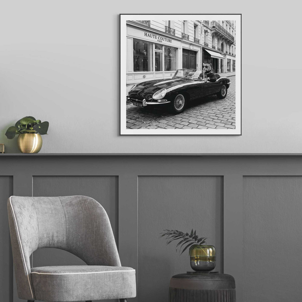 Framed Poster Jag Car 50x50