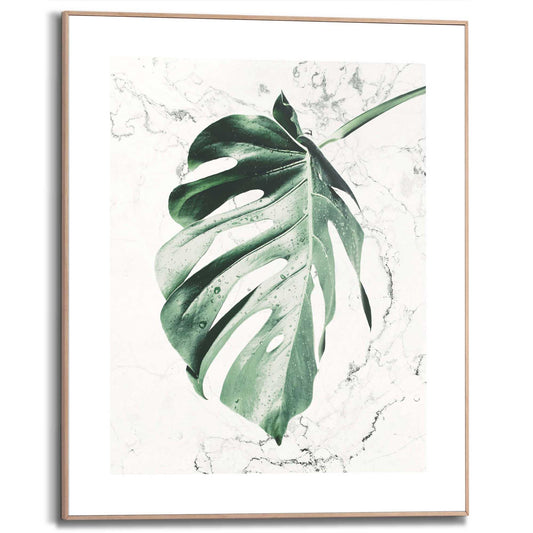 Framed in Wood Wet Leaf