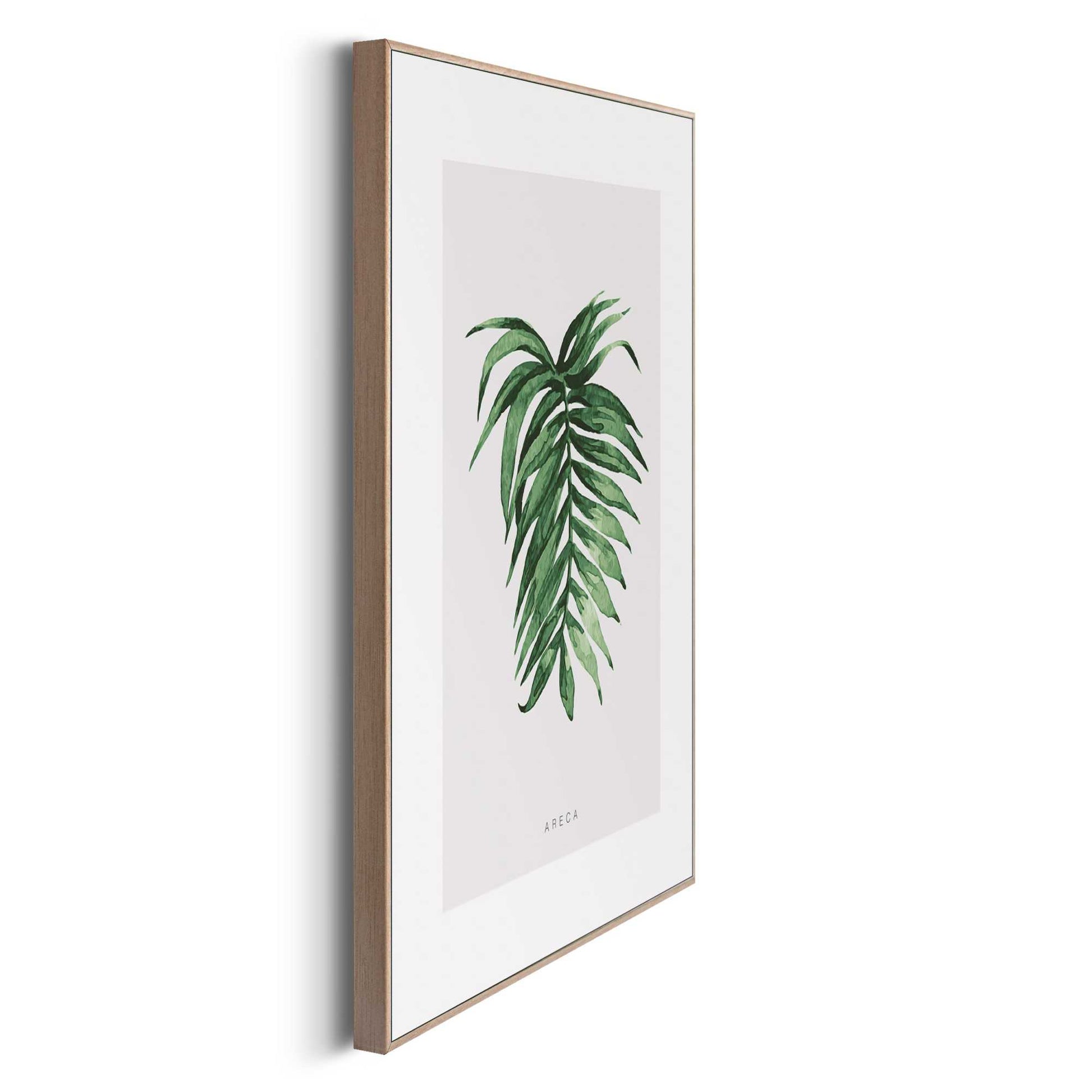 Framed in Wood Tropical Aqua Leafs