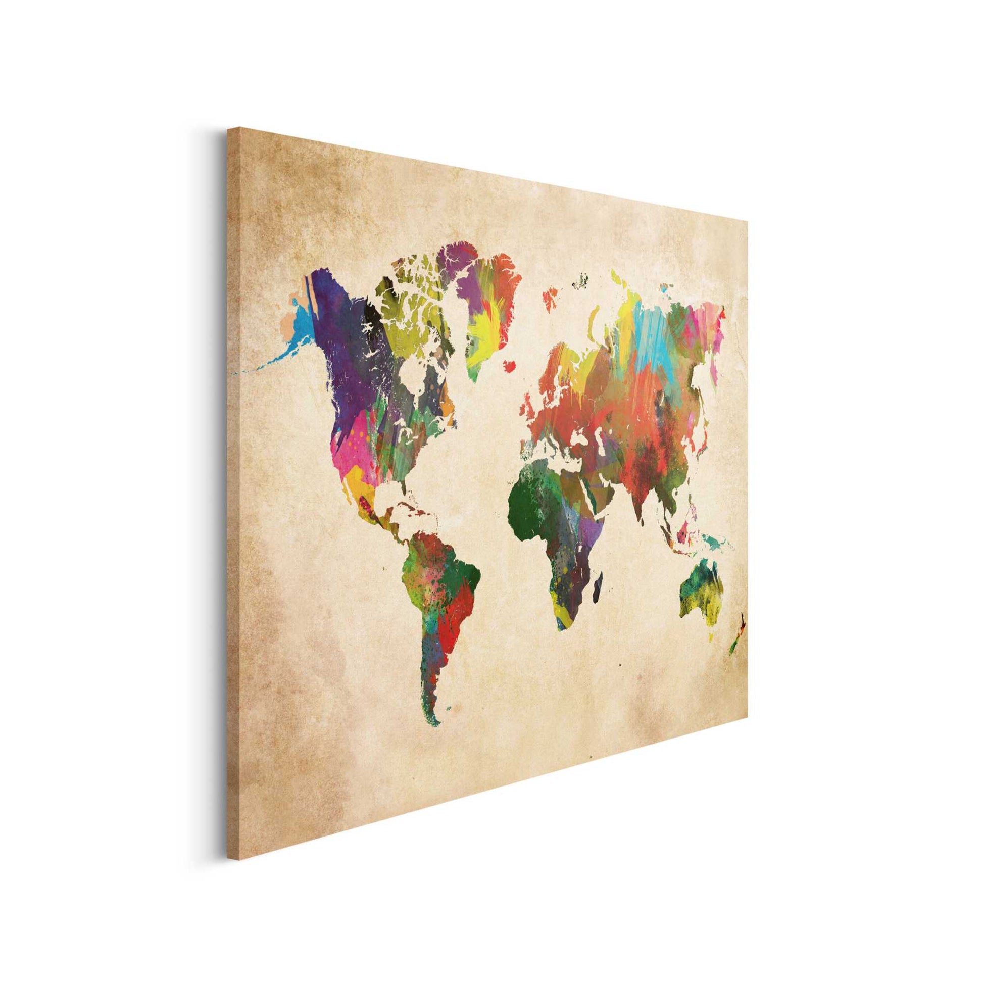 Canvas Vintage Coloured World Map