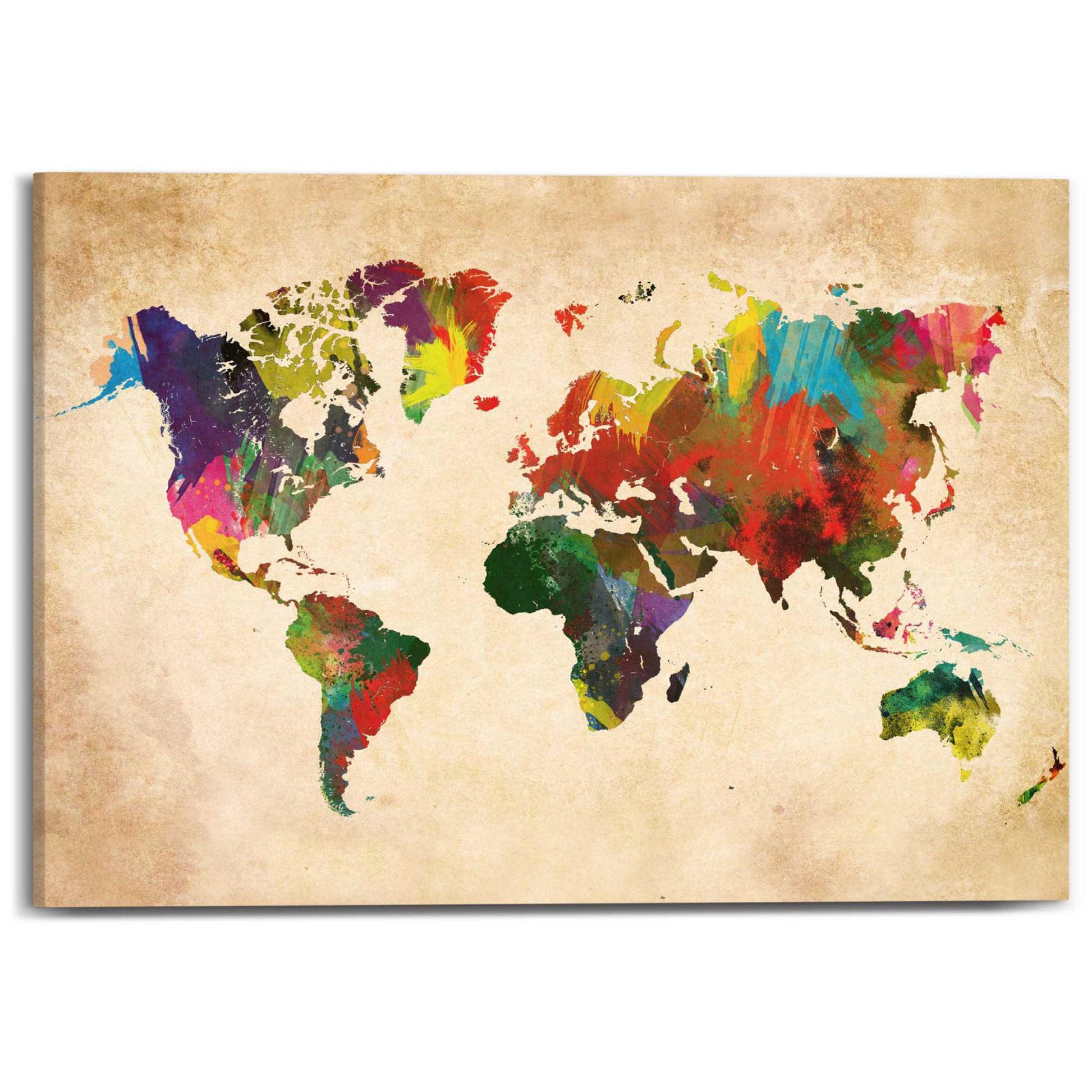 Canvas Vintage Coloured World Map
