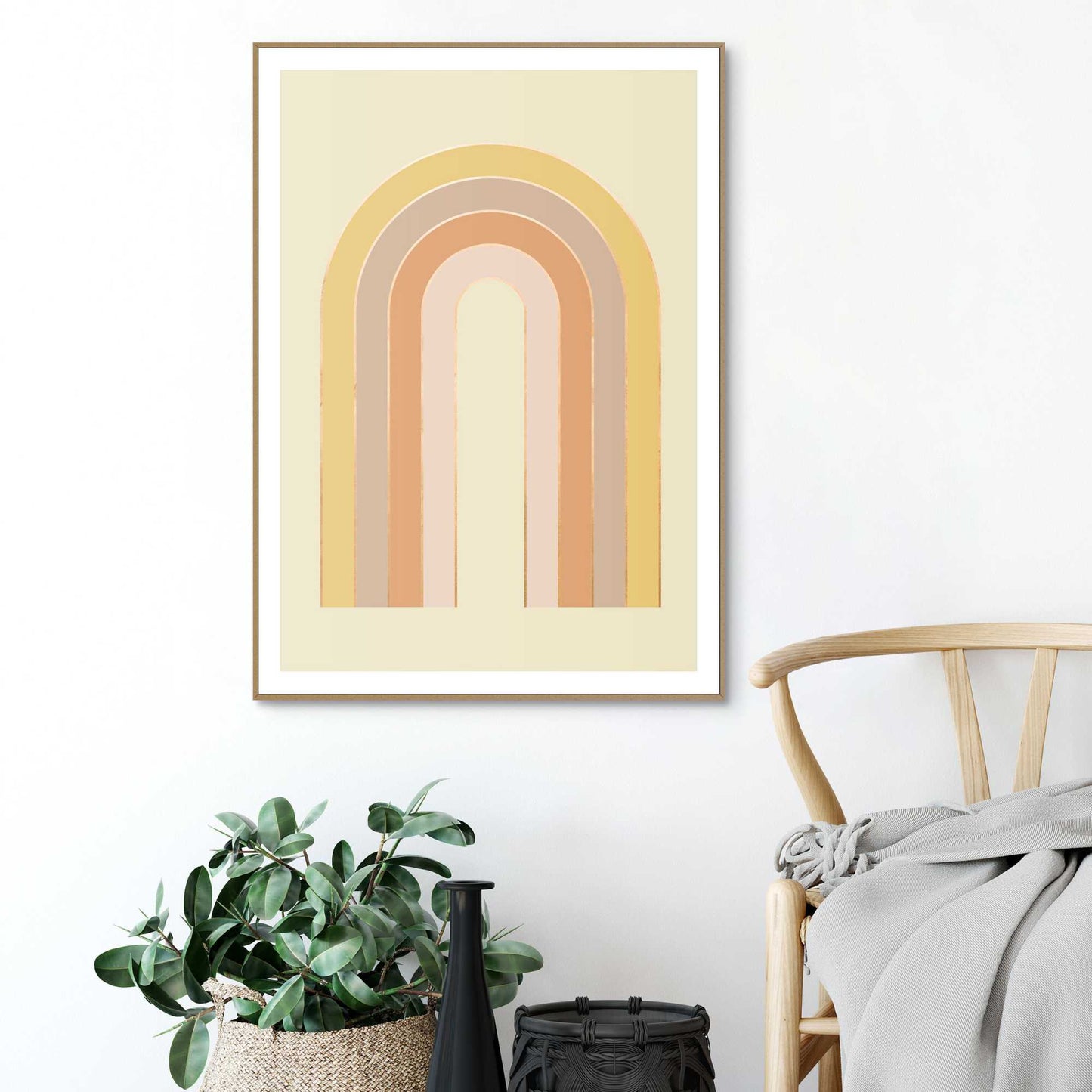 Framed in Wood Arch Pastels Yellow