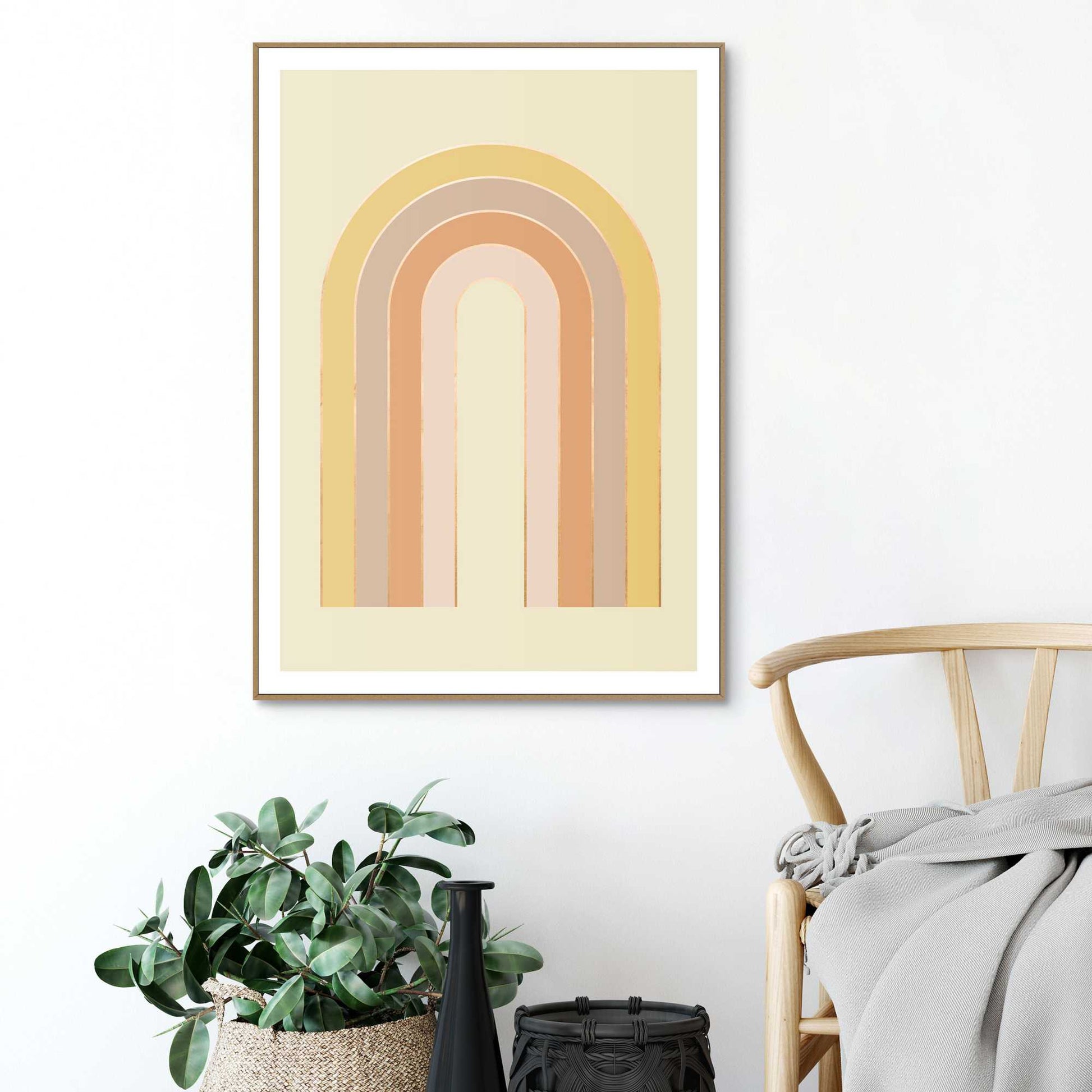 Framed in Wood Arch Pastels Yellow