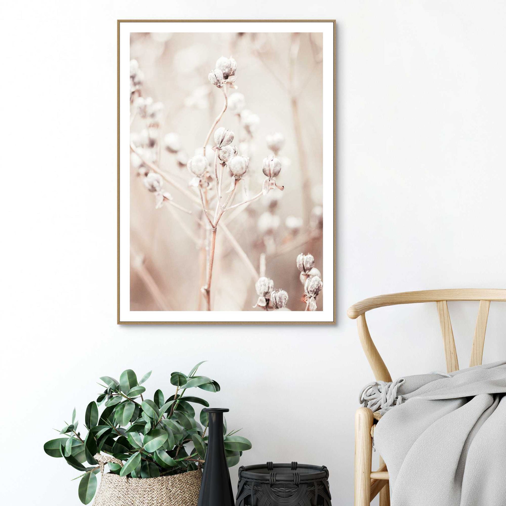 Framed in Wood White Berries