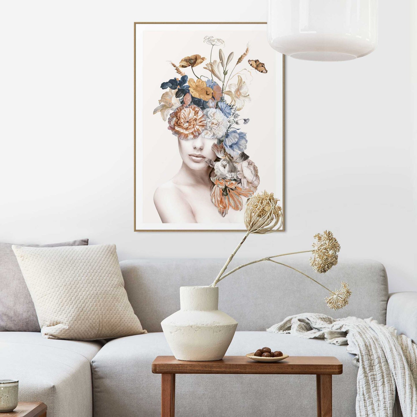 Framed in Wood Floral Light