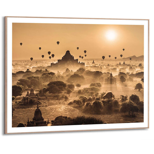 Framed in Wood Scenic Sunrise