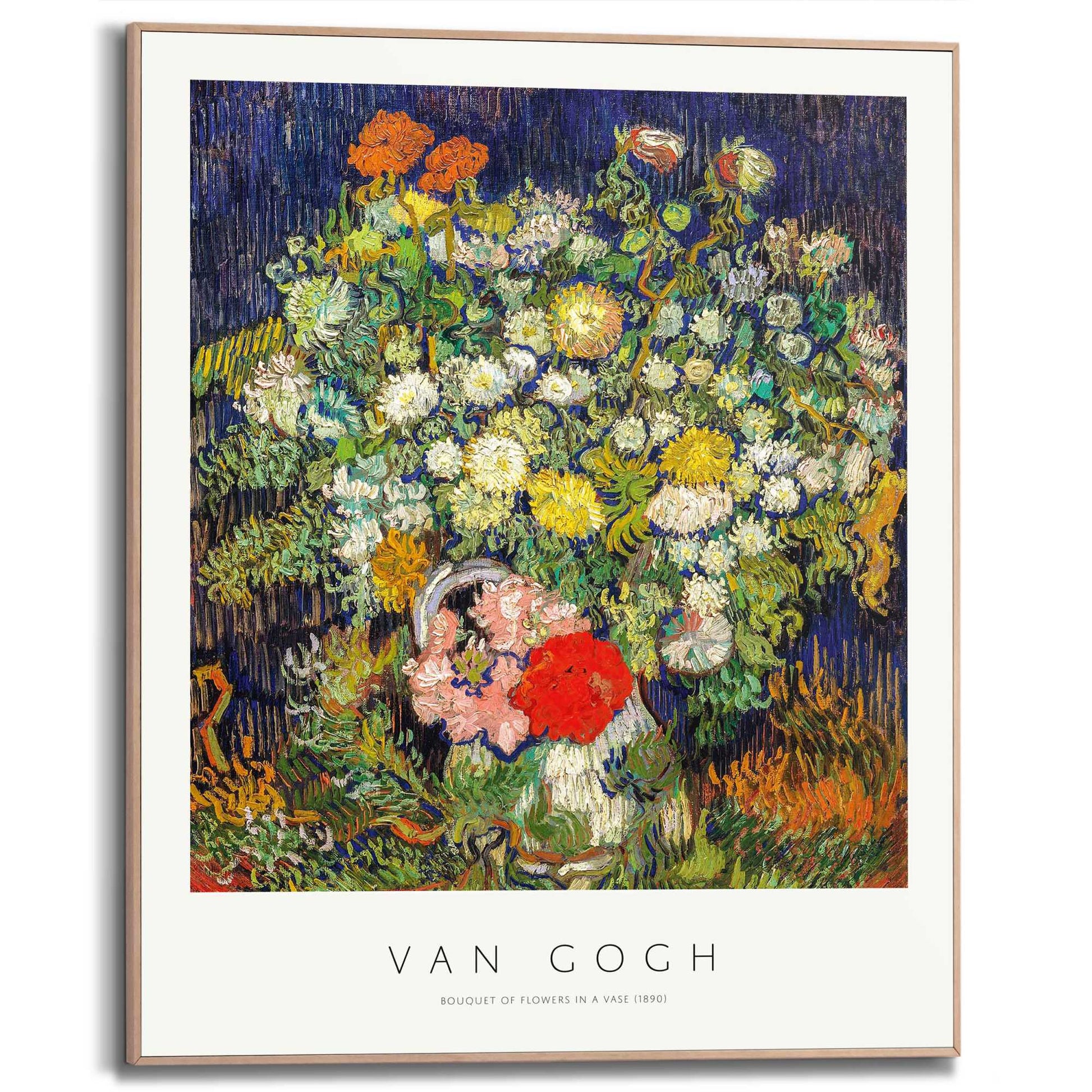 Framed in Wood Van Gogh - bouquet of flowers
